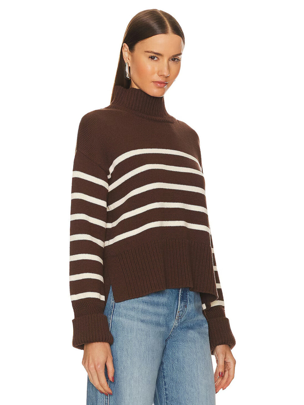 NEW, VERONICA BEARD Lancetti Sweater in Brown/Ivory Sz M #T4147